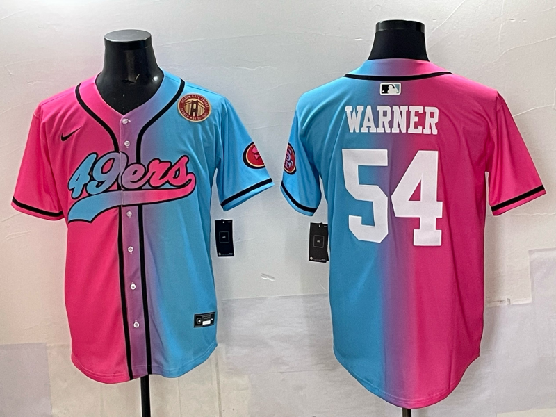 Men 2025 San Francisco 49ers #54 Warner Pink Blue pink Nike Limited NFL Jersey 002->san francisco 49ers->NFL Jersey